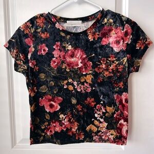 Urban Outfitters Floral Short Sleeve Tee - Black and Red